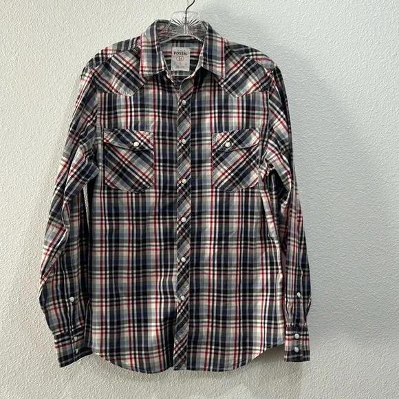 Fossil Shirts Fossil 54 Mens Vintage Fit Pearl Snap Long